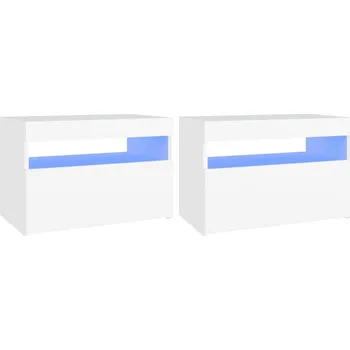 Noční stolek Noční stolek LED RGB, bílý, 60x35x40 cm, dřevěný materiál