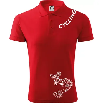 Pánská košile Cycling nápis šikmo - Polokošile pánská Pique Polo 203 - 3XL ( Červená )