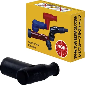 Zapalovací a žhavicí svíčka NGK koncovka zapalovací svíčky (fajfka) silikonová zahnutá 90 s matkou barva černá (8636)