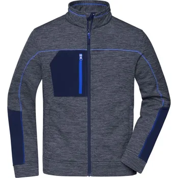 James & Nicholson Pánská pletená fleecová bunda - 6XL navy melange/navy/royal