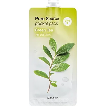 Pleťová maska MISSHA Pure Source Pocket Pack (Green Tea) – Noční zklidňující maska s extraktem ze zeleného čaje