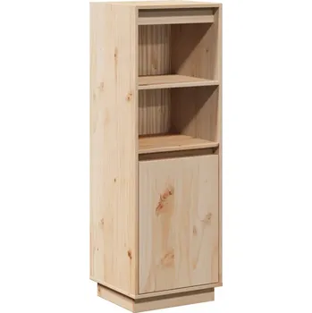 Komoda Dřevěná borovicová komoda s policí a dvířky, 37x34x110 cm