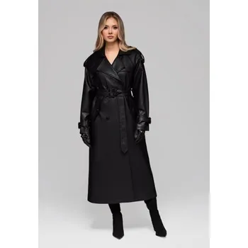 Dámský kabát Dámský kabát LARICA s páskem OW-COLC-0101 v1 – černý