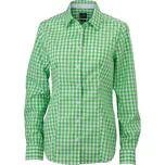 James & Nicholson Popelínová kostkovaná halenka s dlouhým rukávem - XL green/white