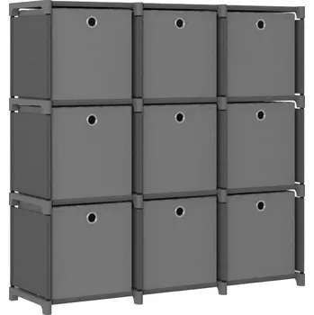 Knihovna Regál s 9 boxy, ocel a tkanina, šedý, 103x30x107,5 cm