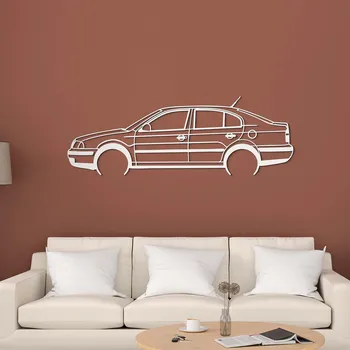 Obraz Dřevěná silueta auta - Škoda Octavia, Bílá | DUBLEZ