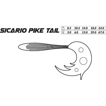 Rybářský háček Mikado Gumová Nástraha Sicario Pike Tail Tench Délka: 24cm, Hmotnost: 67g, Počet ks: 1ks