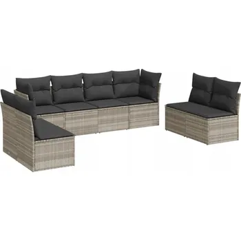 Sedací souprava Ratanová sedací souprava z PE, světle šedá, 62x62x69 cm
