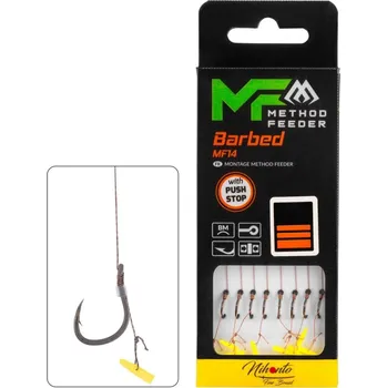 Rybářský háček 8ks - Hotový Návazec Mikado MF14 Push Stop 10cm 0,12mm Vel. 12