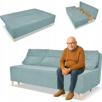 Pohovka Rozkládací pohovka KIMO s úložným prostorem Family Meble Anafi tyrkysový manšestr