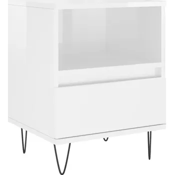 Noční stolek Noční stolek z dřevěného materiálu, bílý, 40x35x50 cm, s kovovými prvky