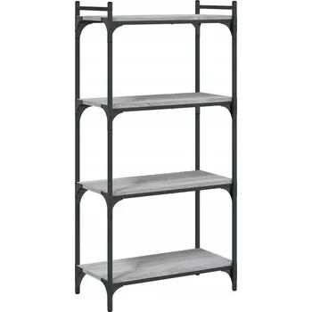 Knihovna Regál na knihy s kovovým rámem, šedý dub sonoma, 60x30x120 cm