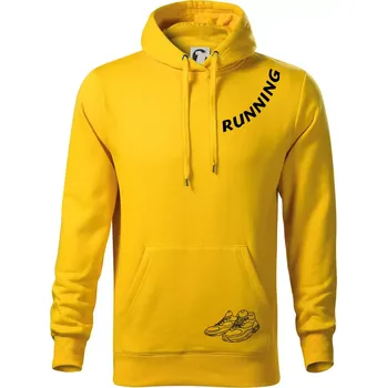 Pánská mikina Running nápis šikmo - Mikina pánská Cape s kapucí - 3XL ( Žlutá )
