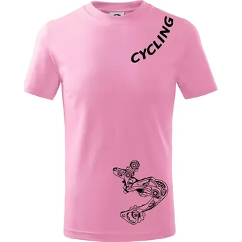 Chlapecké tričko Cycling nápis šikmo - Tričko dětské bavlněné - 98 cm / 2 roky ( Růžová )