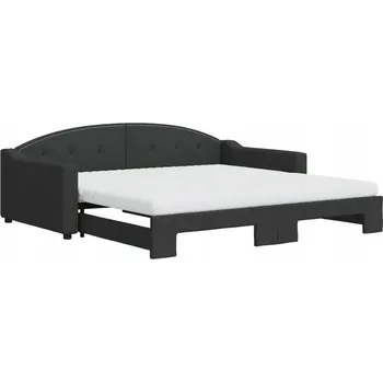 Pohovka Rozkládací lehátko-pohovka černá 223 x 110 x 75 cm, 2x matrace 100 x 200 x 10