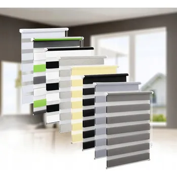 Roleta Okenní roleta den a noc s napínákem, béžová, bez vrtání, 55x150 cm