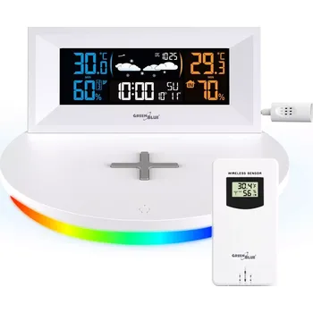 Meteostanice Bezdrátová meteostanice s bezdrátovým nabíjením Qi GREENBLUE GB213
