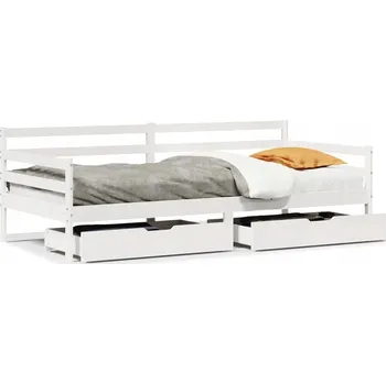 Pohovka Rozkládací pohovka s úložnými zásuvkami, bílá, 203,5 x 97,5 x 69,5 cm