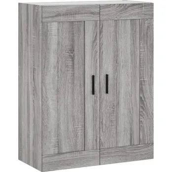 Noční stolek Závěsný noční stolek šedý dub sonoma s hliníkovými úchyty 69,5x34x90 cm