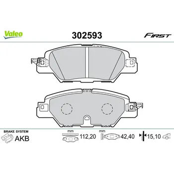 Brzdová destička Sada brzdových destiček, kotoučová brzda VALEO 302593