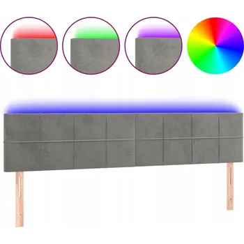 Čelo postele LED sametové s nastavitelnou výškou, tmavě šedé, 200x5x78/88 cm
