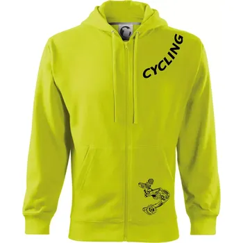 Pánská móda Cycling nápis šikmo - Mikina s kapucí na zip trendy zipper - S ( Limetková )