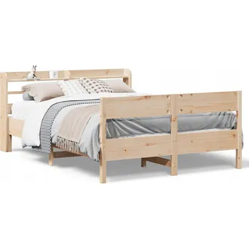 Postel Rám postele borovicový s čelem a poličkami 208 x 145 x 82 cm