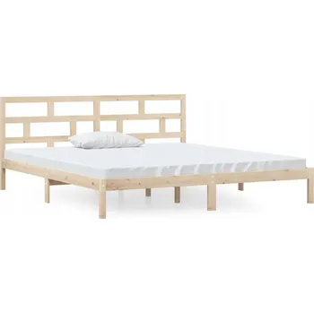 Postel Rám postele 140x190 cm z masivního borovicového dřeva, neošetřený (surový) vzhled, s čelem