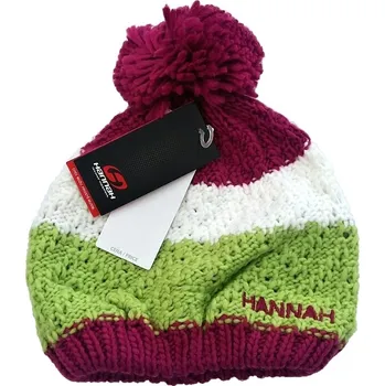 Módní doplněk DĚTSKÁ pletená čepice Hannah BOBBLE - růžovo-zeleno-bílá
