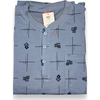 Pánské pyžamo Ness Pánské bavlněné nadměrné pyžamo letní komplet JON Barva: Světle modrá, Velikost: 8XL