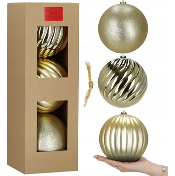 Vánoční dekorace Vánoční Koule zdobená, Vánoční Koule hladká, Sady vánoční koule 20,5 cm 3 ks