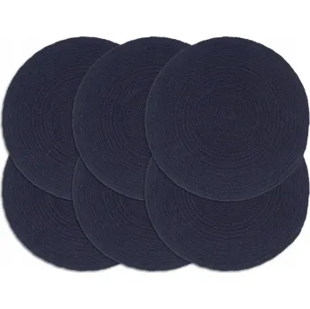 prostírání Ručně Pletené Prostírání na Stůl z Bavlny, Tmavě Modré, Ø 38 cm, 6 ks