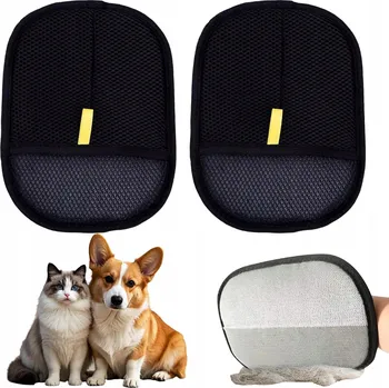 Kosmetika pro psa 2X RUKAVICE PRO ODSTRAŇOVÁNÍ SRSTI – OBOUSTRANNÁ, ANTISTATICKÁ, PRO PSA A KOČKU