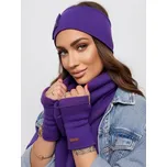 Teplákový VSB set šála + čelenka + rukavice fialová, VELIKOST UNI