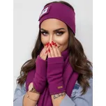 Teplákový VSB set šála + čelenka + rukavice švestková, VELIKOST UNI