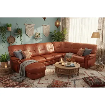 Sedací souprava Askont Bologna XL: Celokožená sedací souprava do U