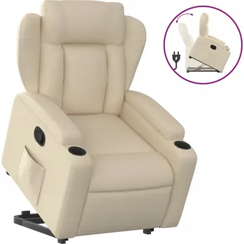 Křeslo Rozkládací Křeslo s Funkcí Zvedání a Manuálním Naklápěním, Krémové, 77x9