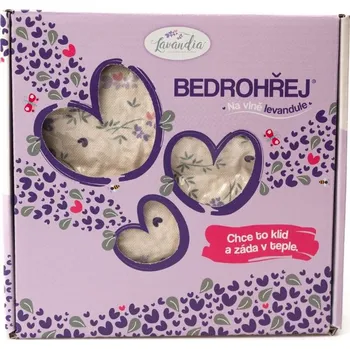 Polštář Lavandia Bedrohřej nahřívací polštář s BIO levandulí srdíčka na režné 40 x 20 cm