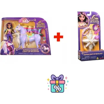 Balíček: Jednorožčí akademie světelný Polárka 28cm a Sophia 24cm + náhrdelník s prstenem