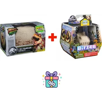 Primal Hatch Výhodný set: Dino interaktivní T-rex líhnoucí se z vejce + Bitzee Jurský svět s dinosaury