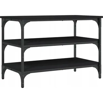 Botník Lavice na boty se 3 policemi, dřevotříska a kov, černá, 70x38,5x49 cm