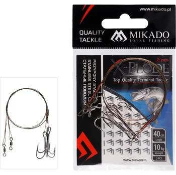 Umělá nástraha 2ks Ocelové Lanko Návazec Mikado 40cm 10kg S Trojháčkem