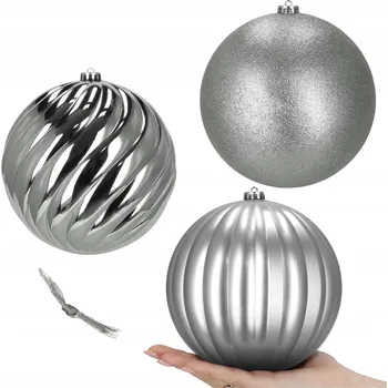 Vánoční dekorace Vánoční Koule zdobená, Vánoční Koule hladká, Sady vánoční koule 20,5 cm 3 ks