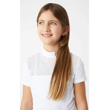 Dámská košile Závodní košile s krátkým rukávem Horze bílá, velikost 146-152