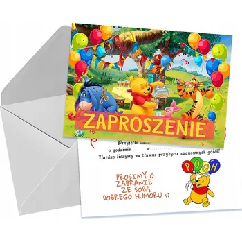 Pozvánka POZVÁNKY PRO DĚTI DĚTSKÉ NAROZENINOVÉ medvídek Pú + OBÁLKA