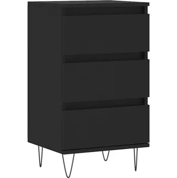 Komoda Skříňka se 3 zásuvkami, dřevěný kompozit, kovové nohy, černá, 40x35x70 cm