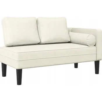 Pohovka Sametový Lenoška s Bederním Polštářem, Krémový, 116,5x62x57,5 cm