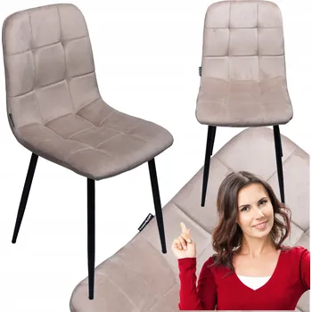 Jídelní židle Čalouněná velurová židle do obývacího pokoje jídelny velvet loft béžová