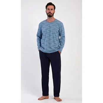 Pánské pyžamo Pánské pyžamo dlouhé Arnošt - modrošedá - XL