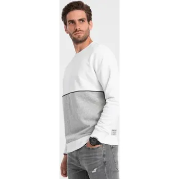 Pánská mikina Pánská mikina OVERSIZE s kontrastní barevnou kombinací – bílá a šedá V1 B1673